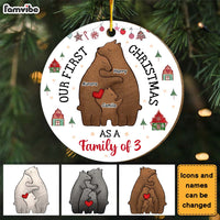 Personalized Gift For Family First Christmas Bear Hugging Circle Ornament 28994 thumb 1