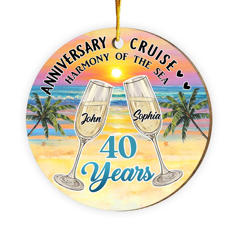 Personalized 40 Years Wedding Anniversary Cruise Circle Ornament 28995 Primary Mockup