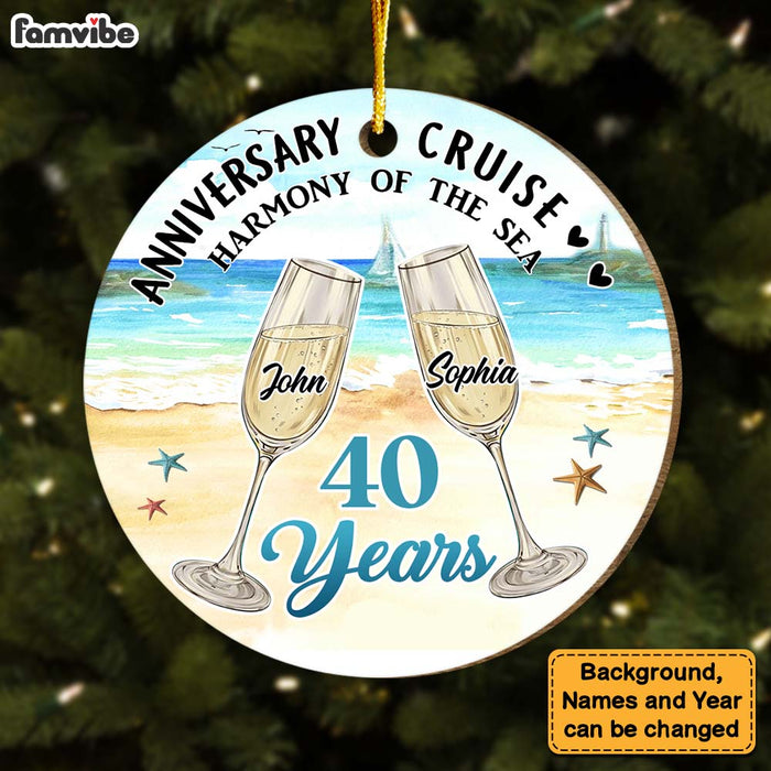 Personalized 40 Years Wedding Anniversary Cruise Circle Ornament 28995 1
