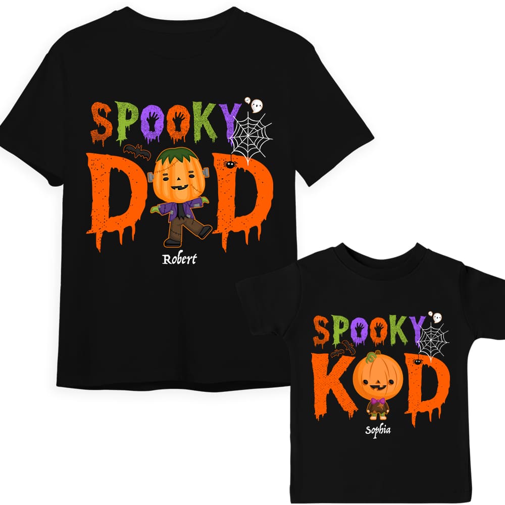 Personalized Halloween Gift For Family Spooky Monster Adult And Kid Tee 29003 Primary Mockup