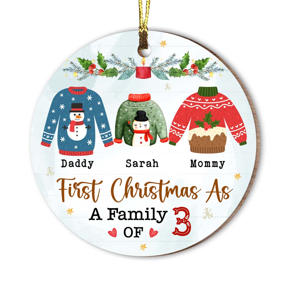 Personalized Gift For Baby's First Christmas As A Family Circle Ornament 29004 Primary Mockup