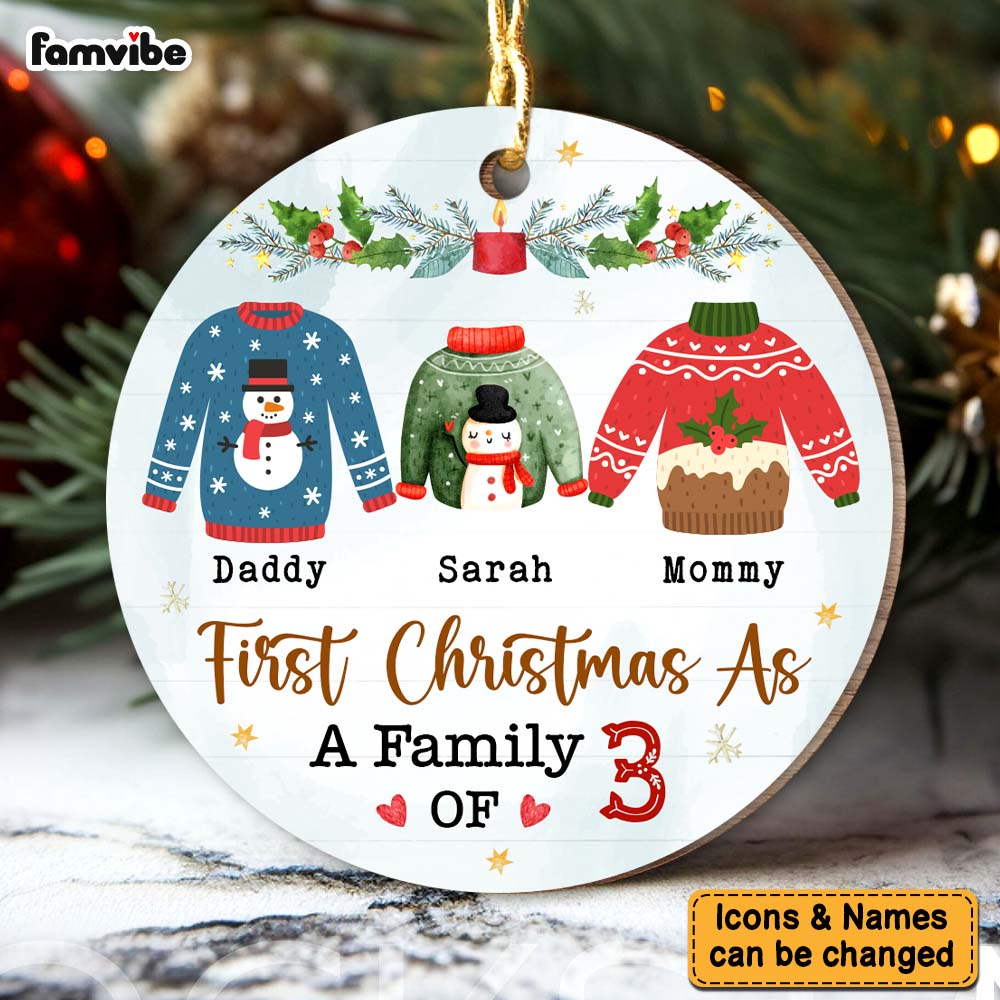 Personalized Gift For Baby's First Christmas As A Family Circle Ornament 29004 Primary Mockup