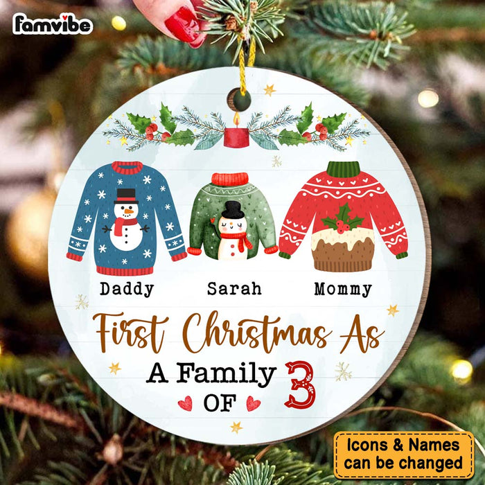 Personalized Gift For Baby's First Christmas As A Family Circle Ornament 29004 1
