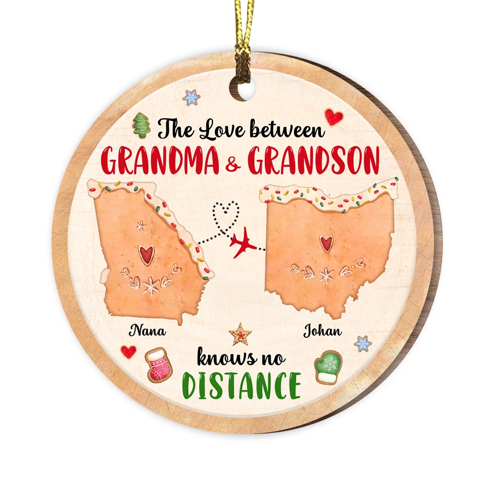 Personalized The Love Between Grandma & Granddaughter Knows No Distance Circle Ornament 29005 Primary Mockup
