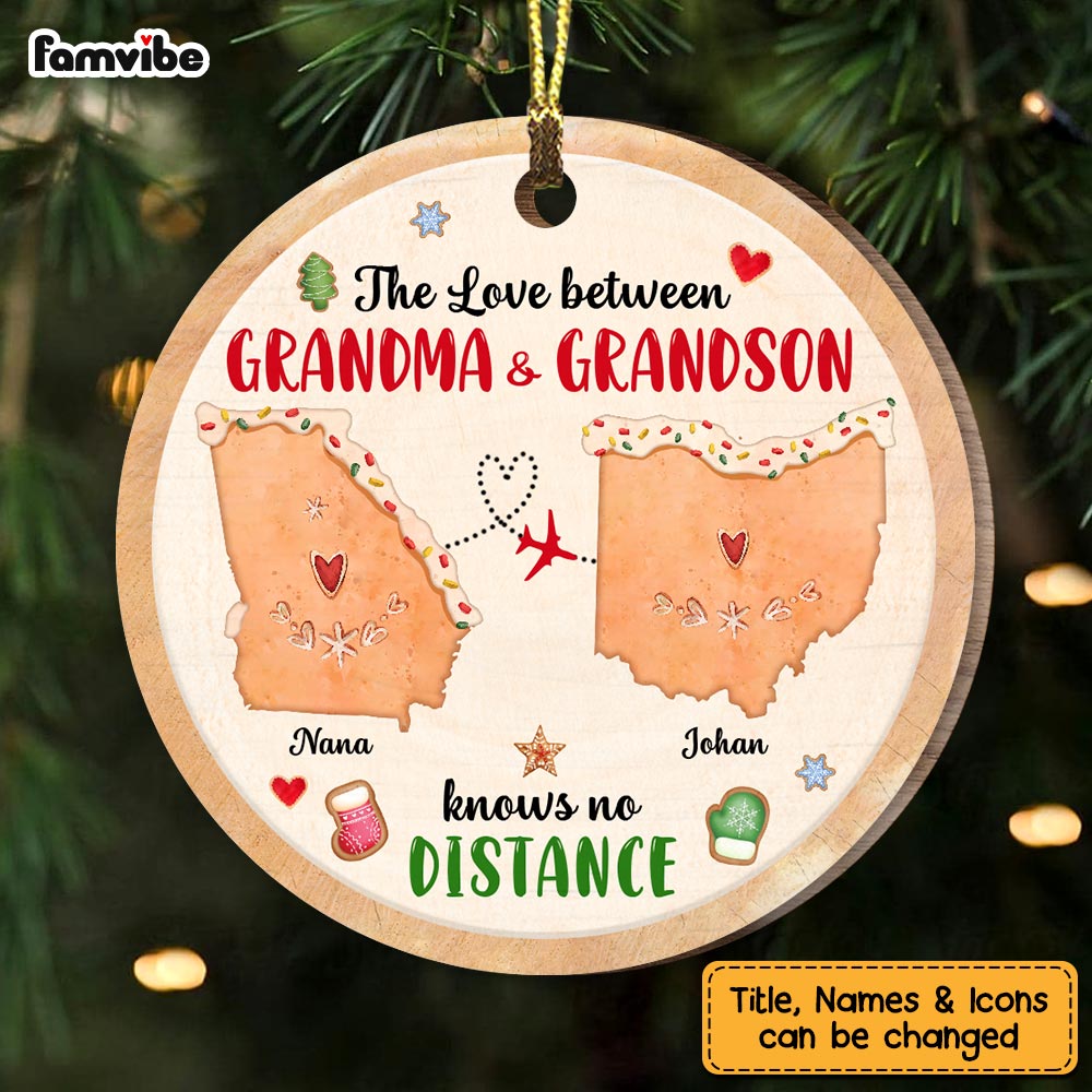 Personalized The Love Between Grandma & Granddaughter Knows No Distance Circle Ornament 29005 Primary Mockup