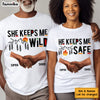 Personalized Couple Hand She Keeps Me Wild He Keeps Me Safe Couple T Shirt 29008 1