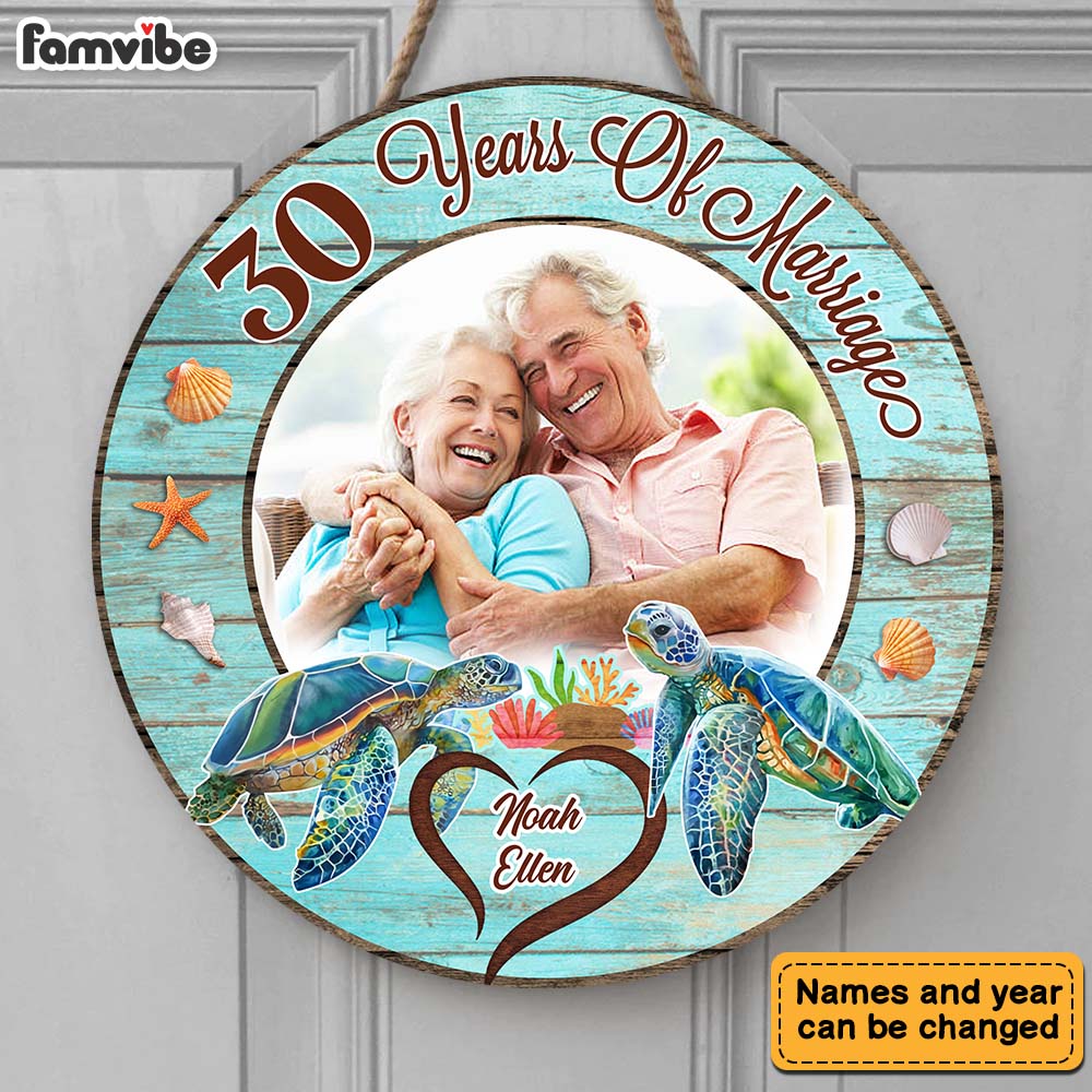Personalized Gift For Anniversary 30 Years Of Marriage Round Wood Sign 29009 Primary Mockup