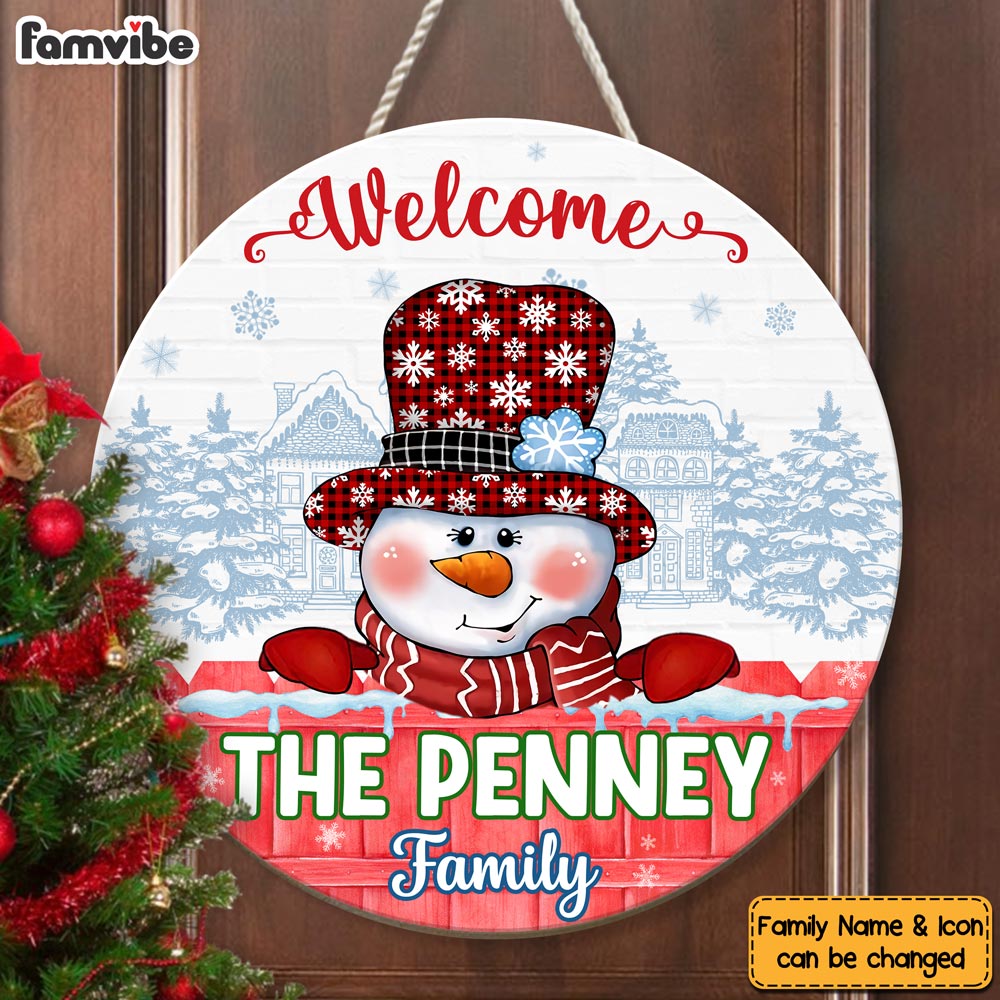 Personalized Family Name Family Christmas Round Wood Sign 29013 Primary Mockup