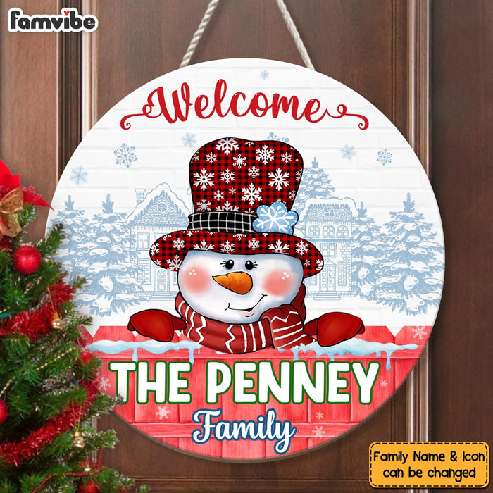 Personalized Family Name Family Christmas Round Wood Sign 29013 1