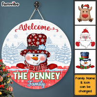 Personalized Family Name Family Christmas Round Wood Sign 29013 thumb 1