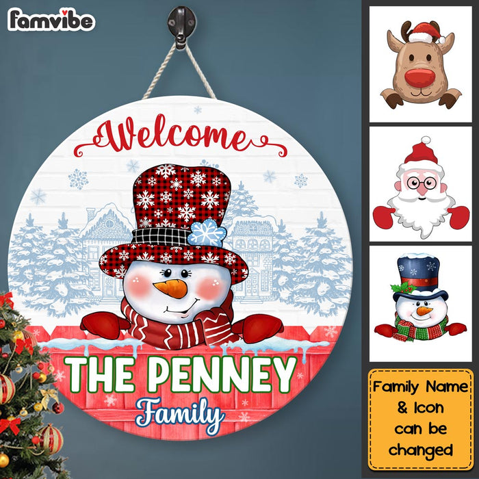 Personalized Family Name Family Christmas Round Wood Sign 29013 1