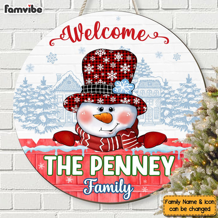 Personalized Family Name Family Christmas Round Wood Sign 29013 1