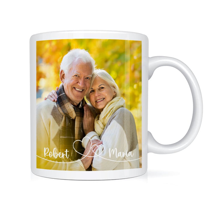 Personalized Gift For Couple Swirl Heart Upload Photo Gallery Mug 29021 1