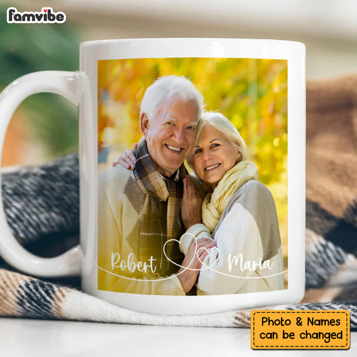 Personalized Gift For Couple Swirl Heart Upload Photo Gallery Mug 29021 1