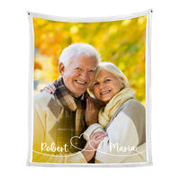 Personalized Gift For Couple Swirl Heart Upload Photo Gallery Blanket 29023 thumb 1