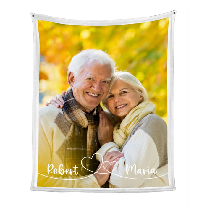 Personalized Gift For Couple Swirl Heart Upload Photo Gallery Blanket 29023 1