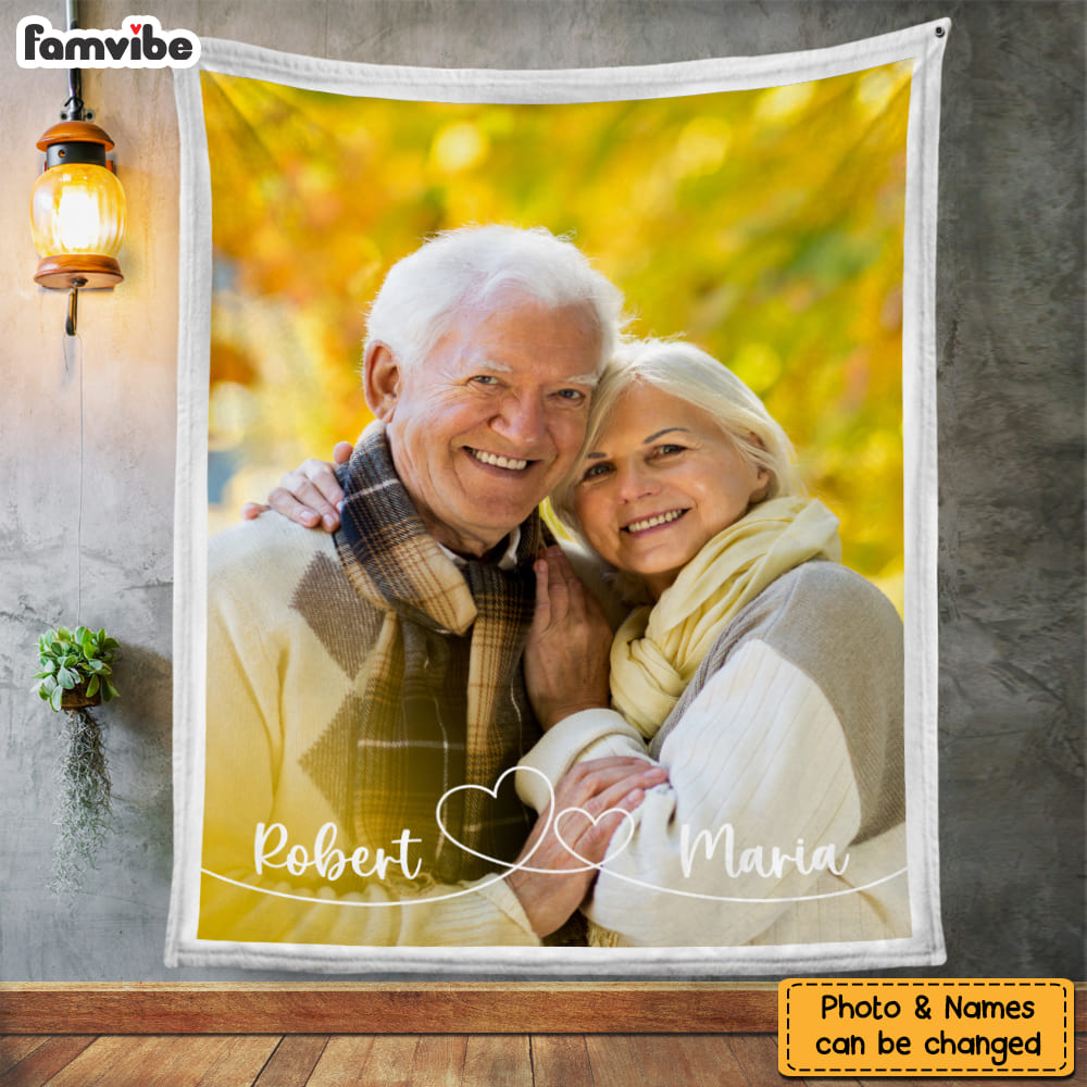 Personalized Gift For Couple Swirl Heart Upload Photo Gallery Blanket 29023 Primary Mockup