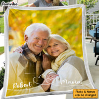 Personalized Gift For Couple Swirl Heart Upload Photo Gallery Blanket 29023 thumb 1