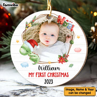Personalized Gift For Baby First Christmas Dinosaur Circle Ornament 29027 thumb 1