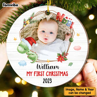 Personalized Gift For Baby First Christmas Dinosaur Circle Ornament 29027 thumb 1