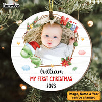 Personalized Gift For Baby First Christmas Dinosaur Circle Ornament 29027 thumb 1