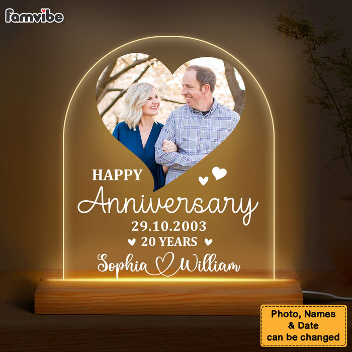 Personalized Gift For Couple Happy 20 Anniversary Upload Photo Plaque LED Lamp Night Light 29031 1