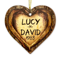 Personalized Gift For Couple Carved Tree Heart Ornament 29032 thumb 1