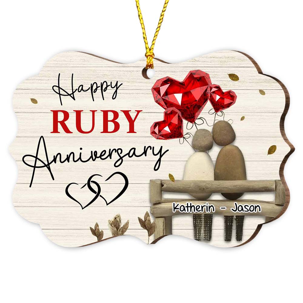 Personalized Happy Ruby Anniversary Couple Benelux Ornament 29034 Primary Mockup