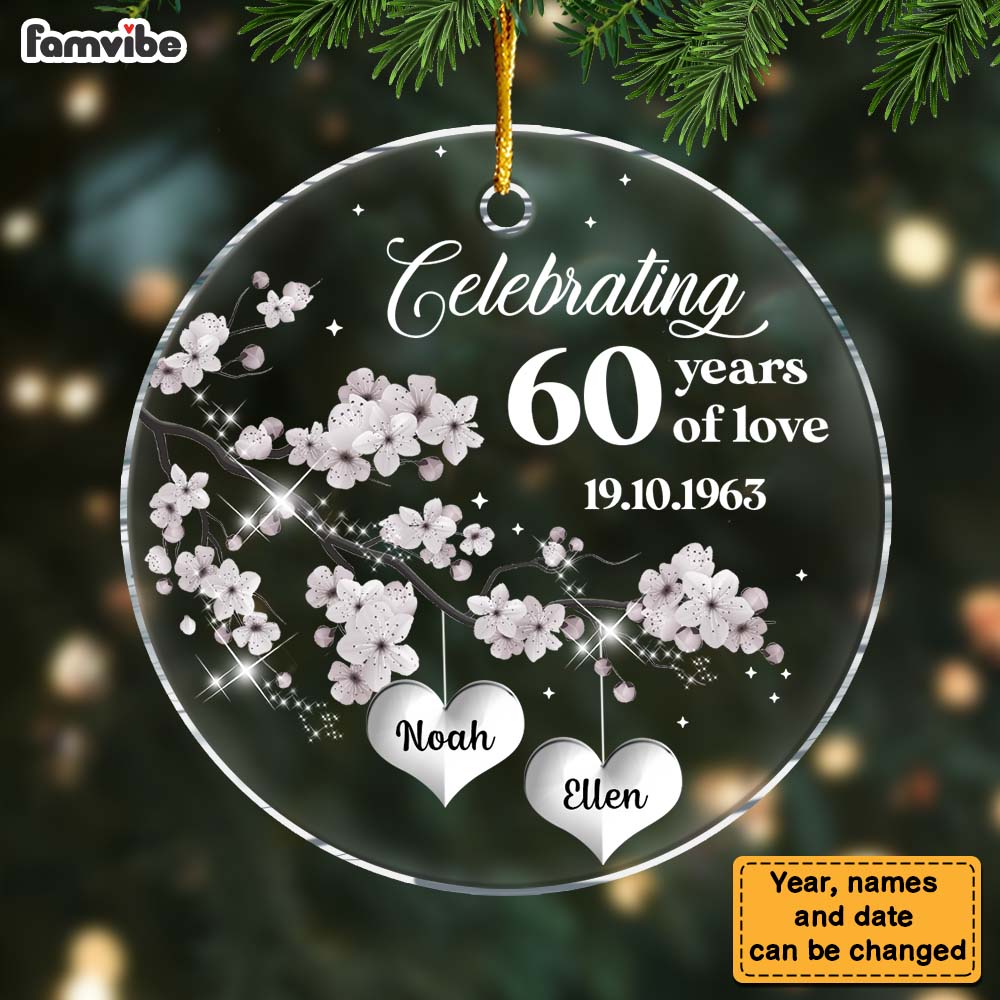 Personalized 60th Anniversary Gift For Couple Family Tree Circle Ornament 29037 Primary Mockup