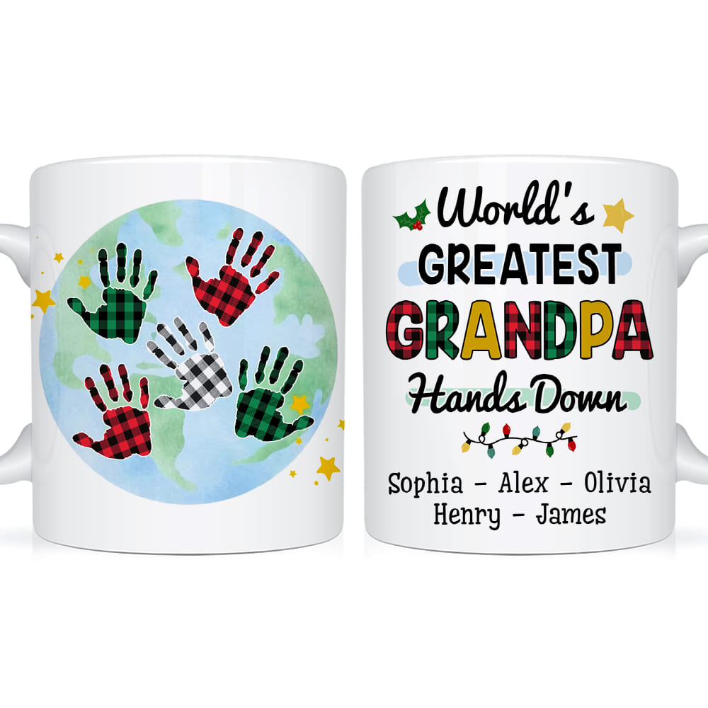 Personalized World Greatest Grandpa Hands Down Mug 29039 Primary Mockup