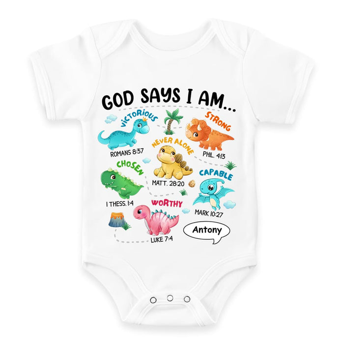 Personalized Gifts For Grandson Dinosaur I Am Baby Onesie 29042 1