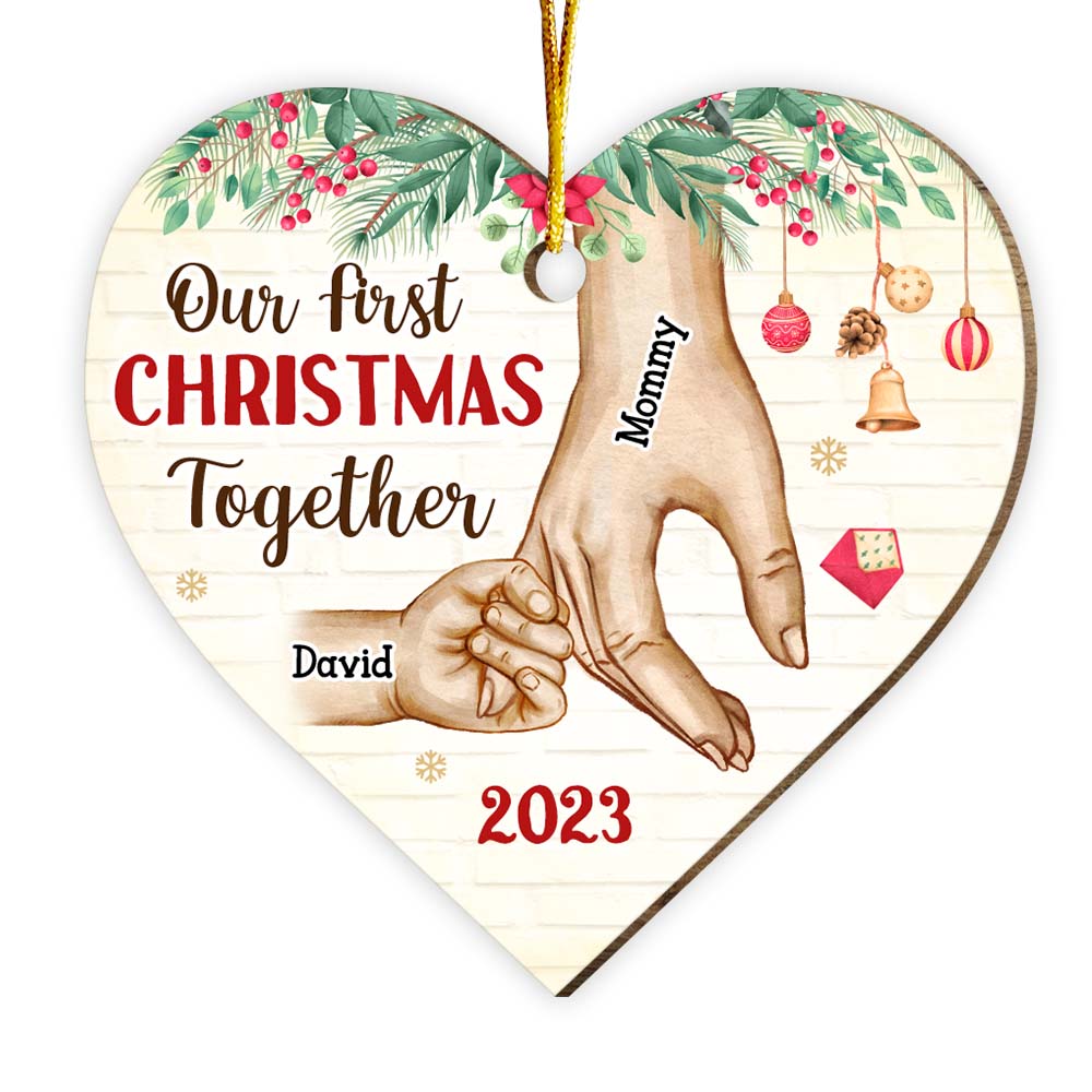Personalized First Christmas Together For Single Parent Heart Ornament 29057 Primary Mockup