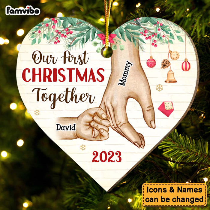 Personalized First Christmas Together For Single Parent Heart Ornament 29057 1