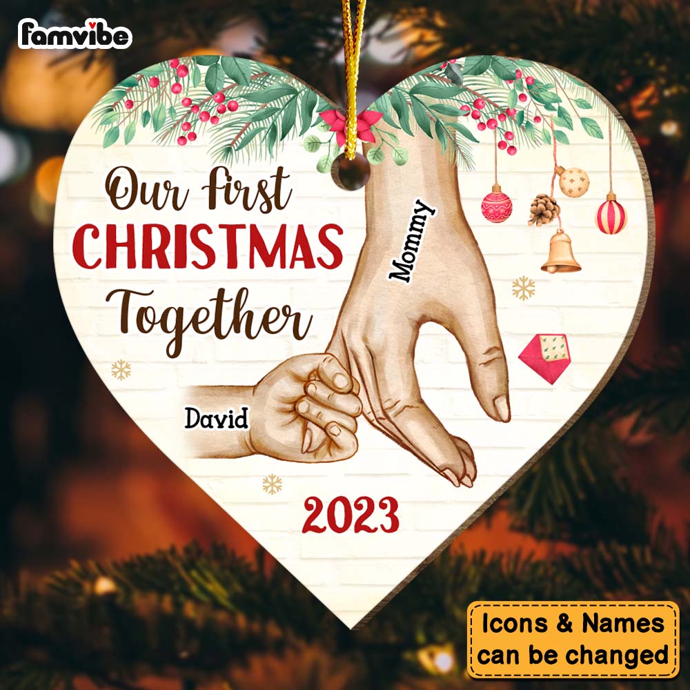 Personalized First Christmas Together For Single Parent Heart Ornament 29057 Primary Mockup