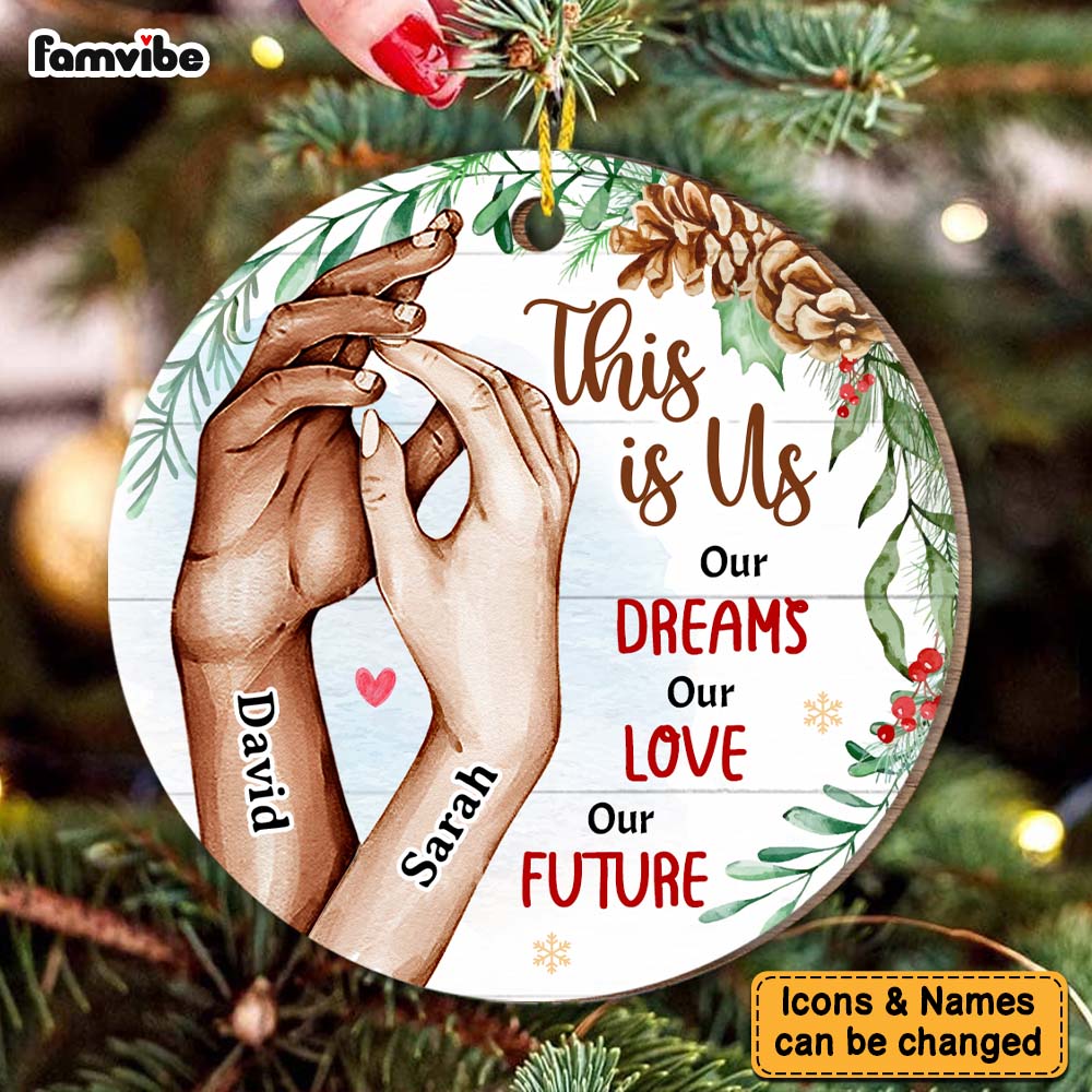 Personalized Christmas Gift For Couple This Is Us Love Hands Circle Ornament 29059 Primary Mockup