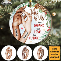 Personalized Christmas Gift For Couple This Is Us Love Hands Circle Ornament 29059 thumb 1