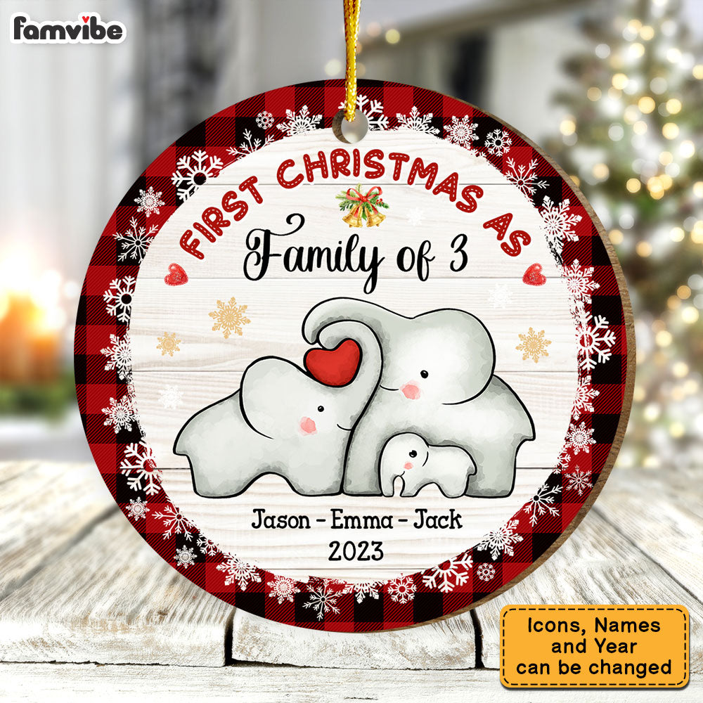 Personalized Baby First Christmas Puzzle Elephant Circle Ornament 29061 Primary Mockup
