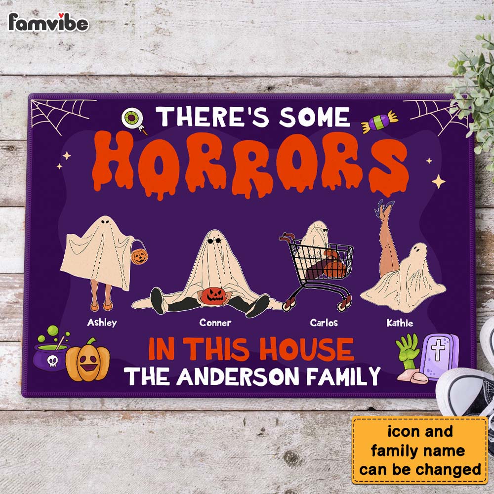 Personalized Family Halloween Horrors In This House Doormat  29065 Primary Mockup
