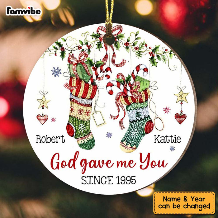 Personalized Gift For Couple God Gave Me You Circle Ornament 29068 1