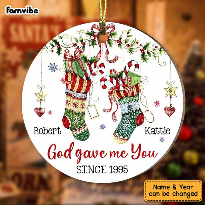 Personalized Gift For Couple God Gave Me You Circle Ornament 29068 1