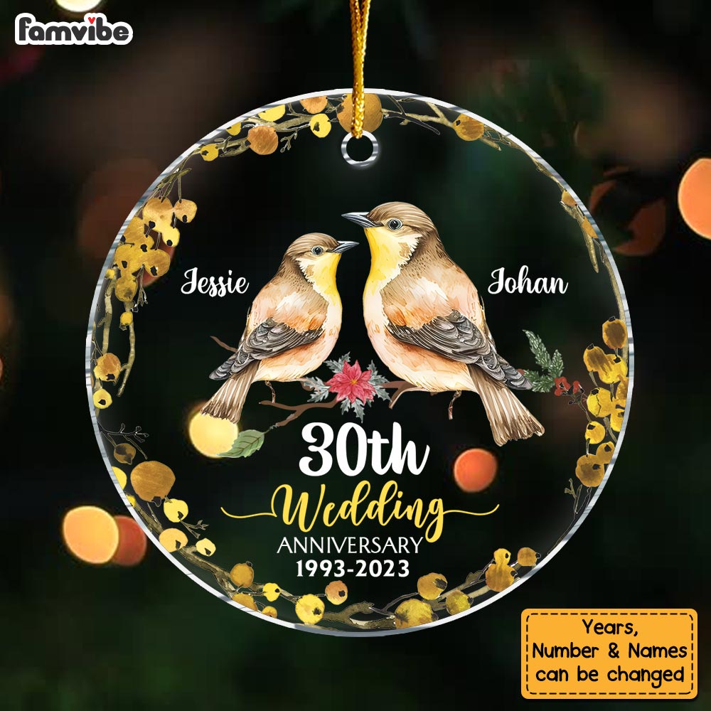 Personalized 30th Anniversary Gift For Couple Love Birds Circle Ornament 29070 Primary Mockup