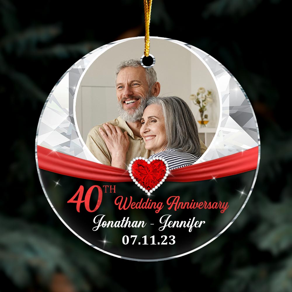 Personalized 40th Anniversary Gift For Couple Upload Photo Circle Ornament 29071 Primary Mockup