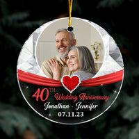 Personalized 40th Anniversary Gift For Couple Upload Photo Circle Ornament 29071 thumb 1