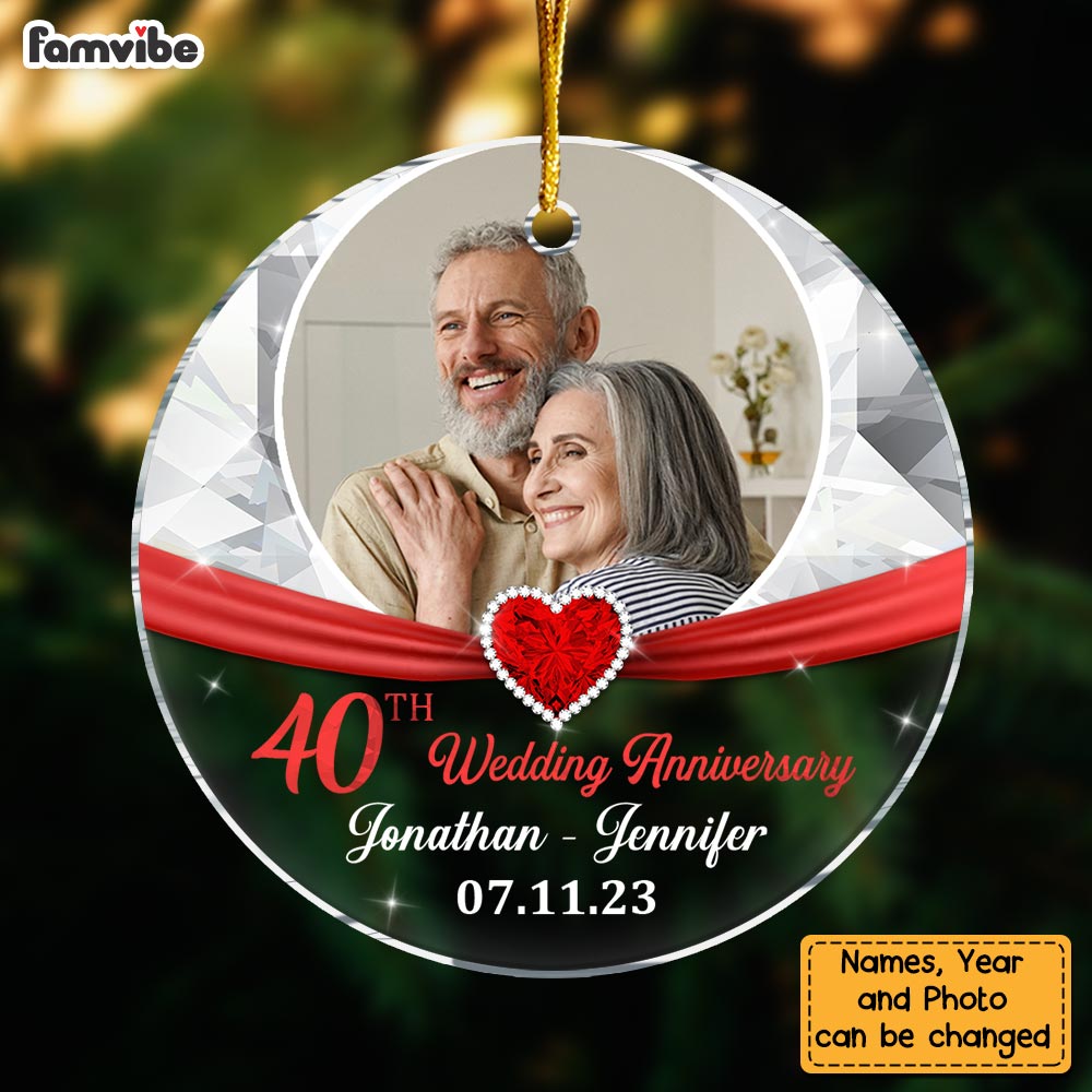 Personalized 40th Anniversary Gift For Couple Upload Photo Circle Ornament 29071 Primary Mockup