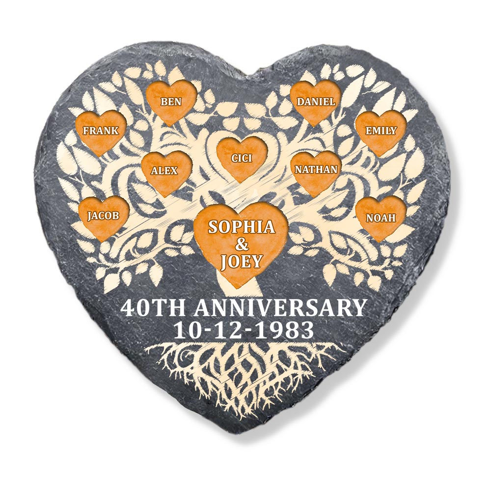 Personalized 40th Anniversary Family Tree Heart Memorial Stone 29079 Primary Mockup