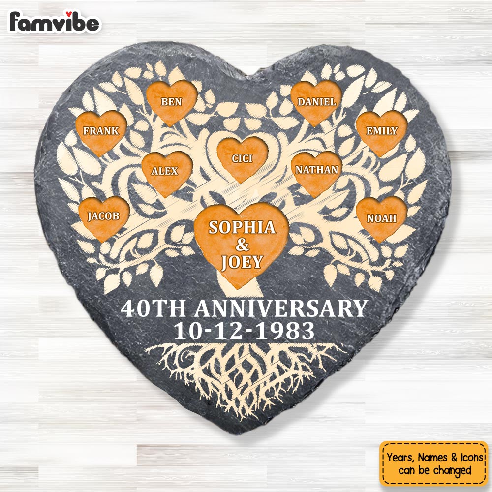 Personalized 40th Anniversary Family Tree Heart Memorial Stone 29079 Primary Mockup