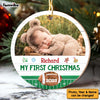 Personalized Gift Baby First Christmas Football Photo Circle Ornament 29081 1
