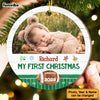 Personalized Gift Baby First Christmas Football Photo Circle Ornament 29081 1