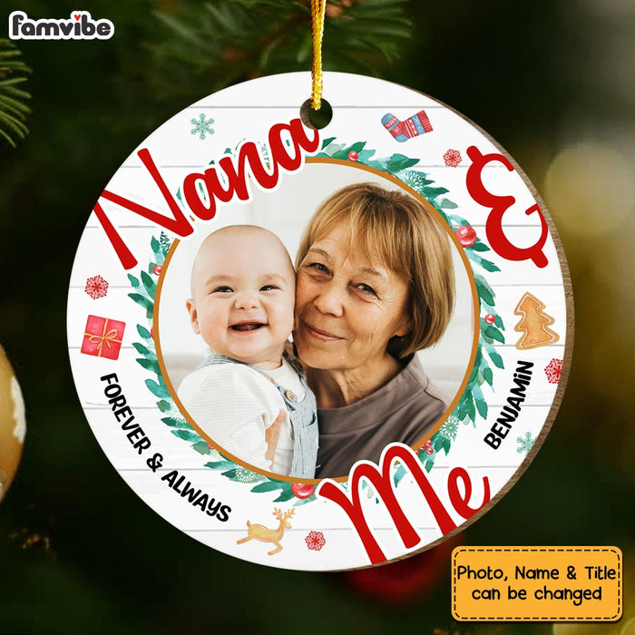 Personalized Christmas Gift For Grandson Forever And Always Photo Circle Ornament 29083 1