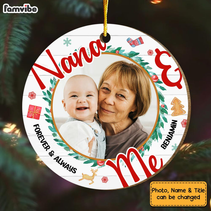 Personalized Christmas Gift For Grandson Forever And Always Photo Circle Ornament 29083 1